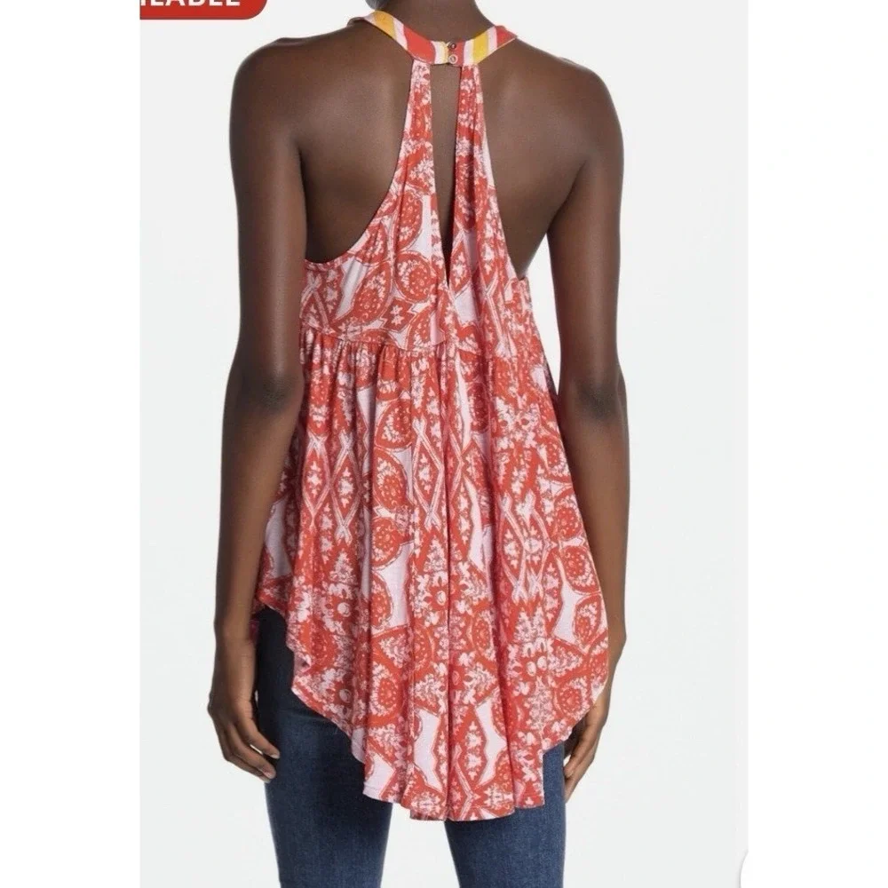 Free People Tunic Women S Orange Boho Medallion Halter Festival Boho OB944887